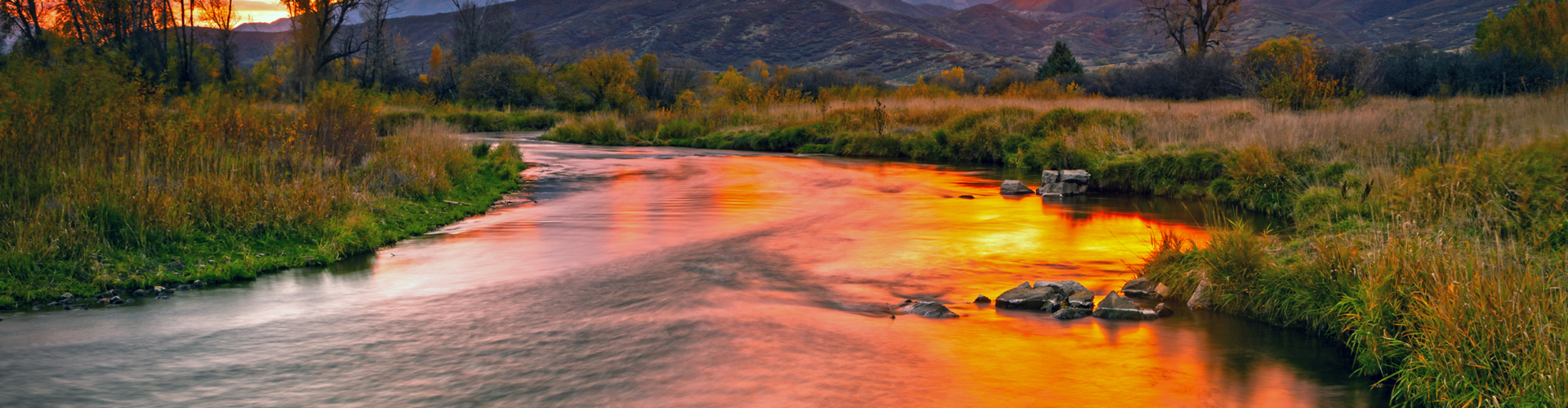 shutterstock_1598079388Golden Sunset at the Provo River, Midway,